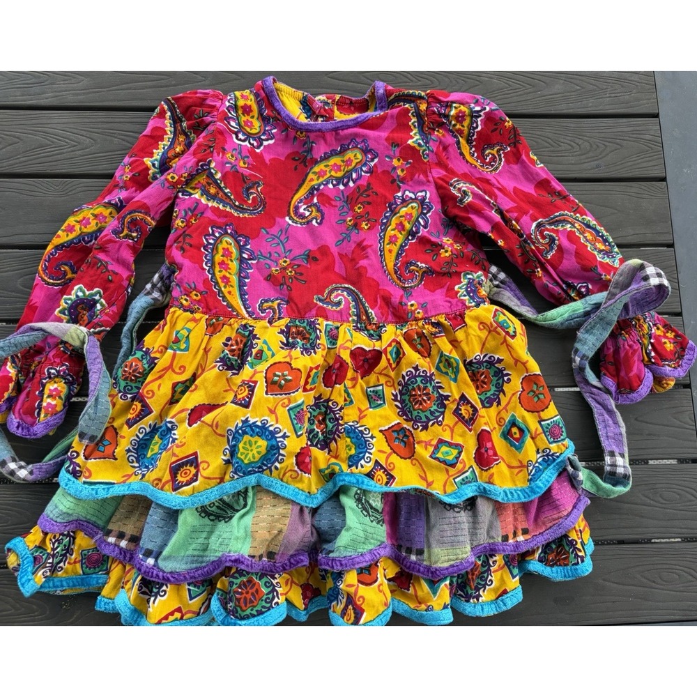 Vtg 90's Full House Mary Kate & Ashley Karavan Colorful Girls Dress Size 4T